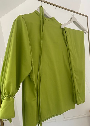 Uzun Kollu, Drapeli Yeşil Tunik takım - Görsel 5