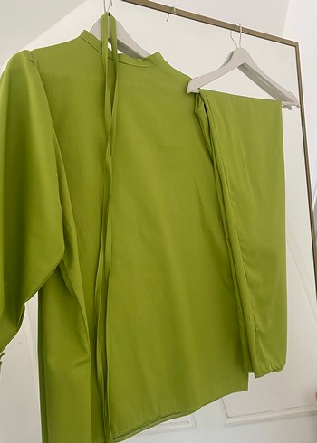 Uzun Kollu, Drapeli Yeşil Tunik takım - Görsel 4