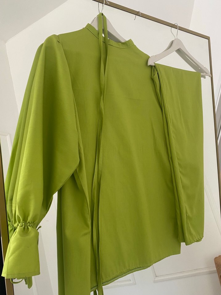 Uzun Kollu, Drapeli Yeşil Tunik takım - Görsel 5