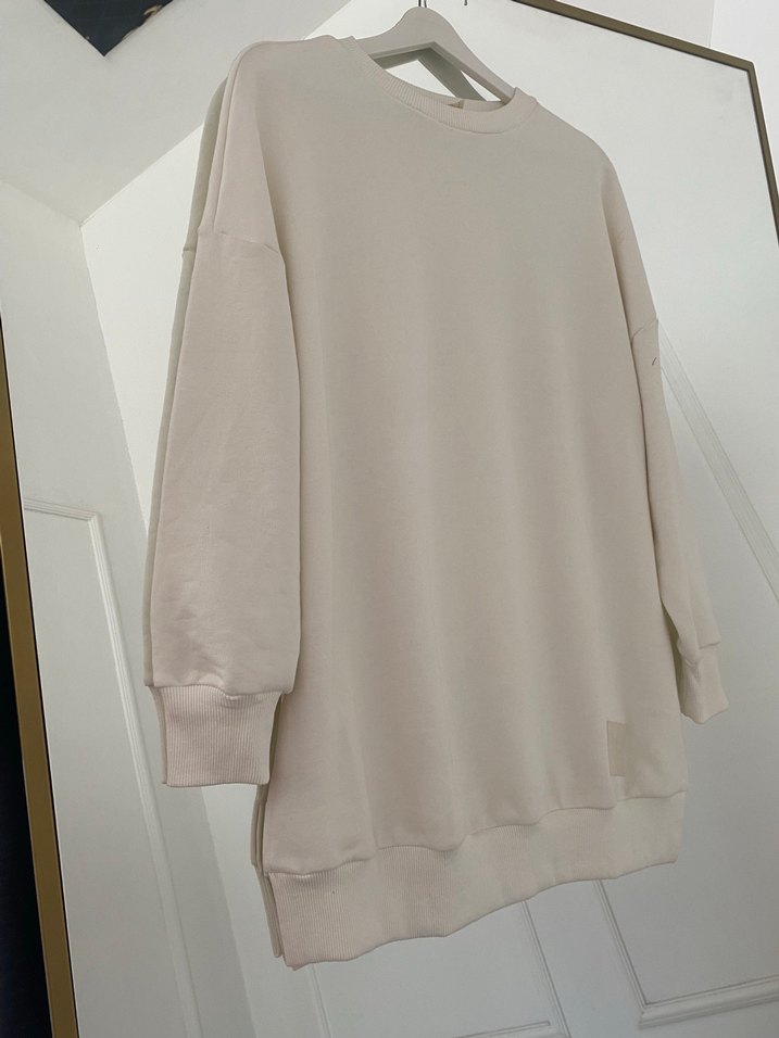 Kadın Beyaz Salaş Uzun Kollu Sweatshirt - Görsel 5