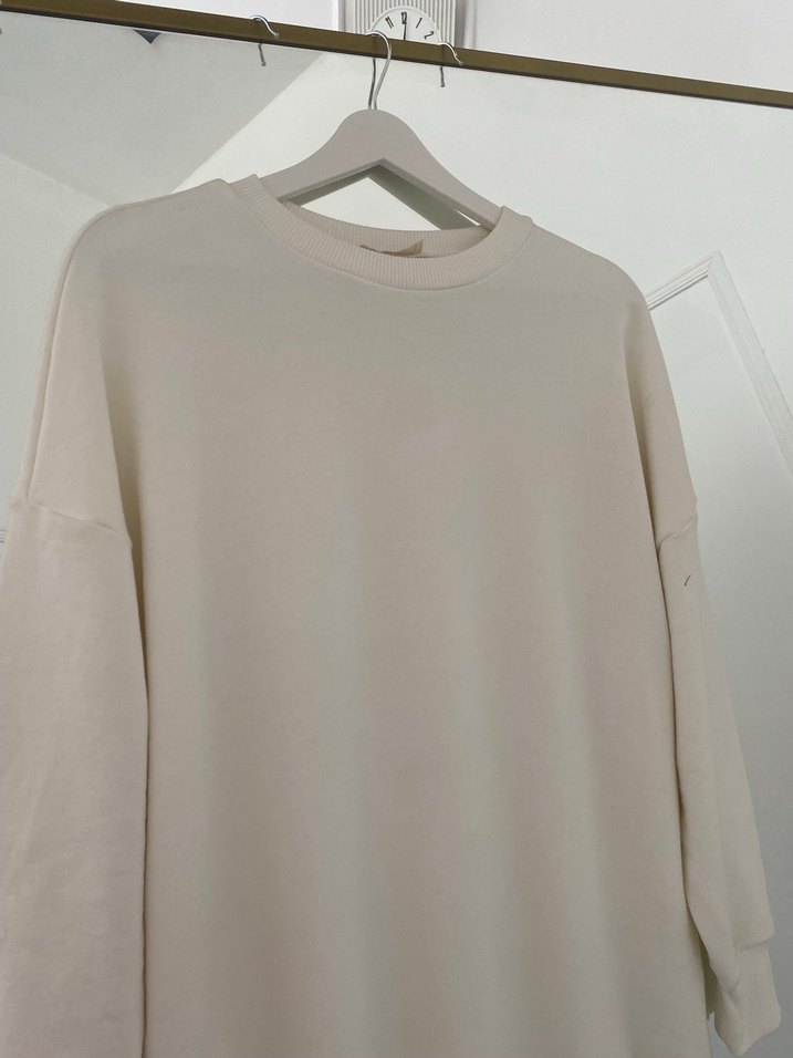 Kadın Beyaz Salaş Uzun Kollu Sweatshirt - Görsel 2