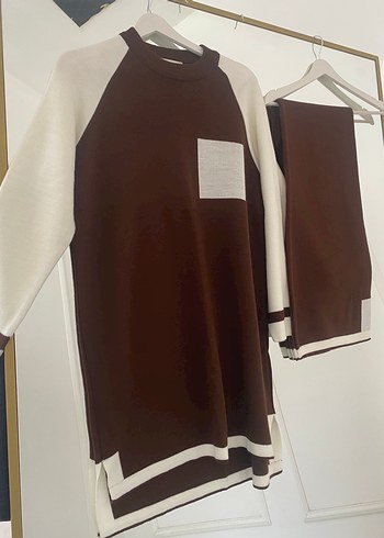 Kahverengi Triko Tunik Takım - Görsel 7