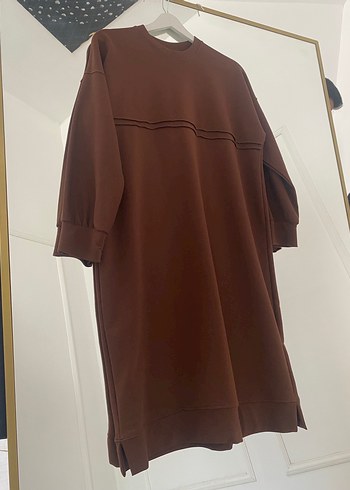 Kahverengi Uzun Kollu Salaş Kadın Tunik - Görsel 4