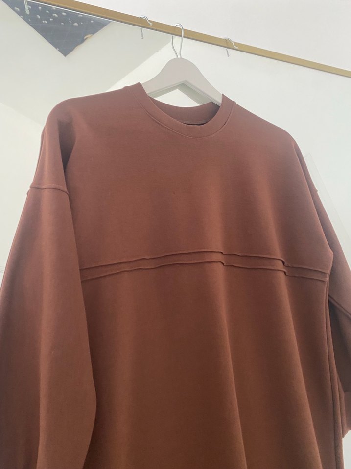 Kahverengi Uzun Kollu Salaş Kadın Tunik - Görsel 3