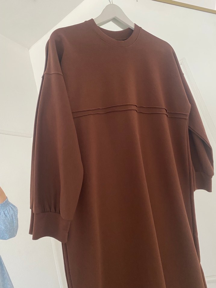 Kahverengi Uzun Kollu Salaş Kadın Tunik - Görsel 2