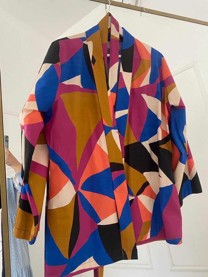 Renkli Baskılı Uzun Kadın Kimono - Görsel 2