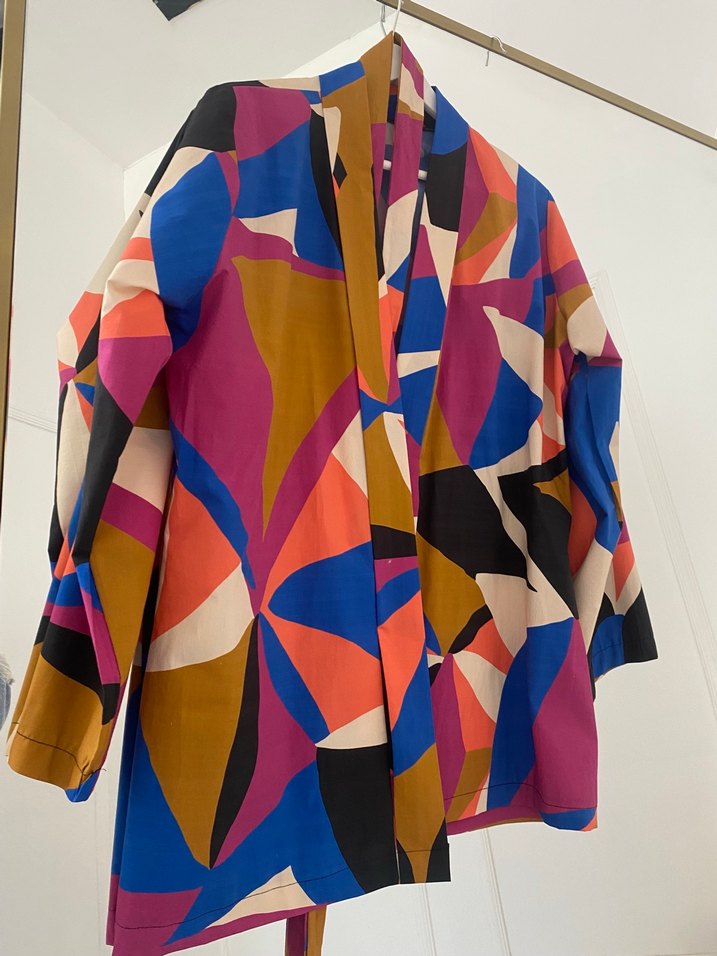 Renkli Baskılı Uzun Kadın Kimono - Görsel 4
