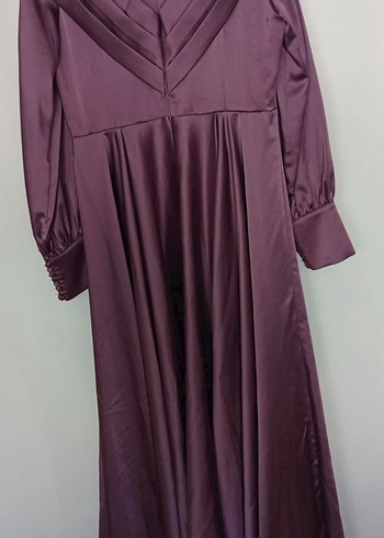 Uzun Mor Drapeli Abiye Elbise - Görsel 3