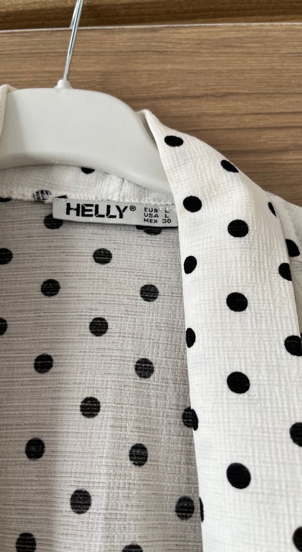 Puantiye Desenli Uzun Kesim Kadın Keten Ceket - Görsel 3