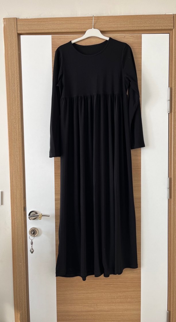 Siyah Kadın Uzun Keten Elbise - Görsel 2