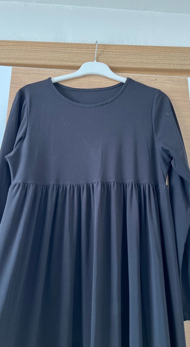 Siyah Kadın Uzun Keten Elbise - Görsel 3