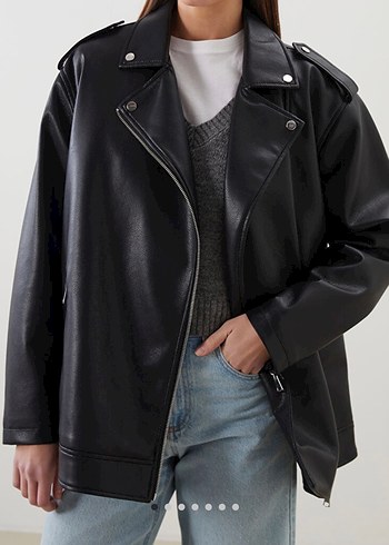 Lcw Siyah Kadın Deri Biker Ceket - Görsel 3