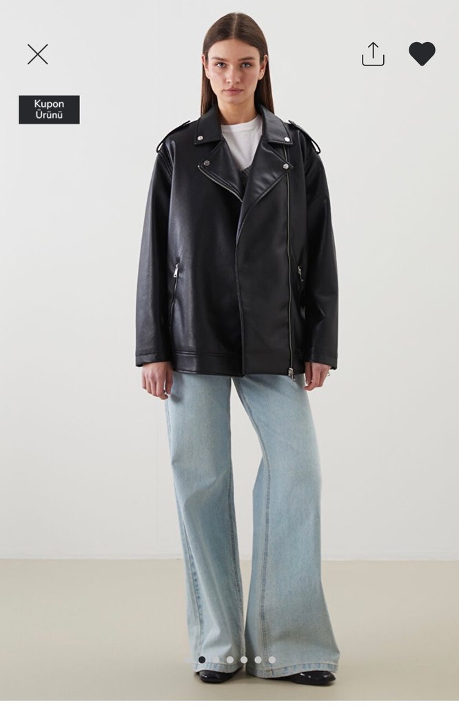 Lcw Siyah Kadın Deri Biker Ceket - Görsel 2