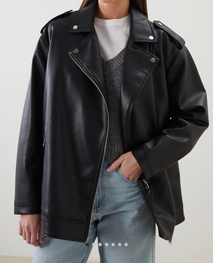 Lcw Siyah Kadın Deri Biker Ceket - Görsel 3