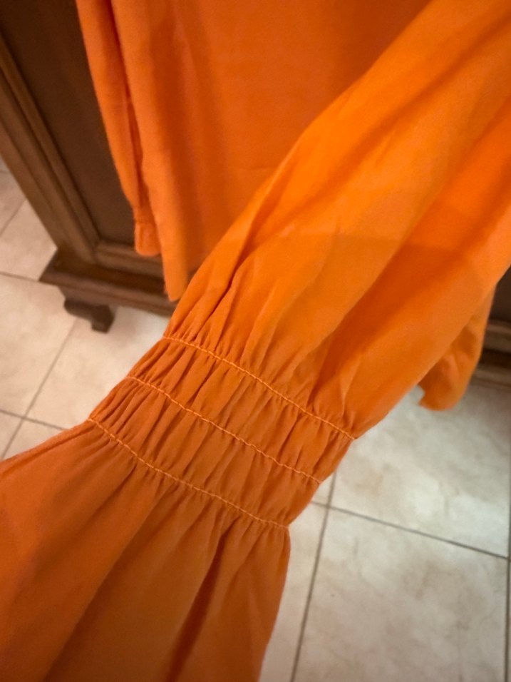 Turuncu Kadın SUzun Kollu, Kayık Yaka - Görsel 2