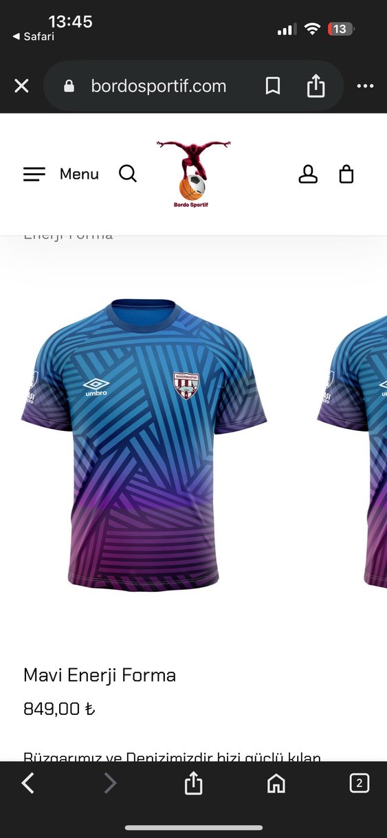 Orijinal Umbro Bandırmaspor 2024 Mavi Enerji Forma  S Beden - Görsel 4