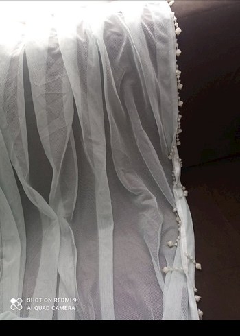 bebe mavisi tül fon perde bir çift - Görsel 2