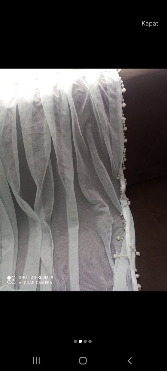 bebe mavisi tül fon perde bir çift - Görsel 2