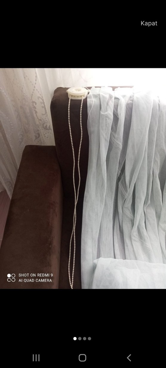 bebe mavisi tül fon perde bir çift - Görsel 4