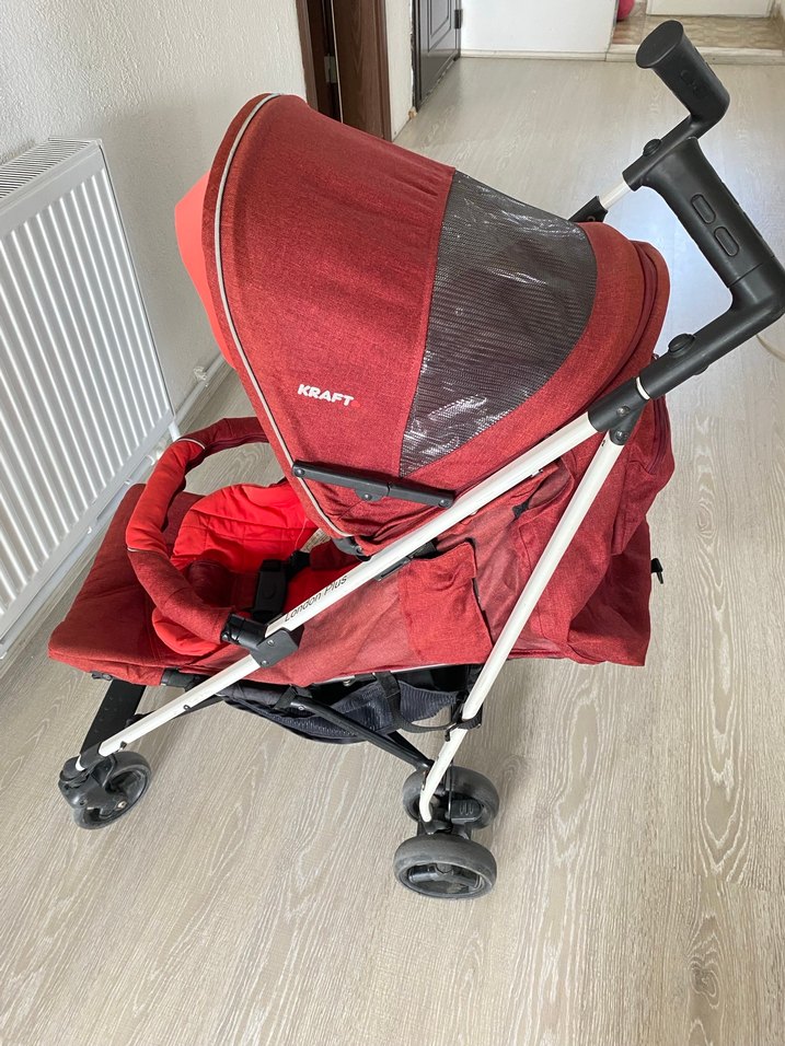 Koyu Kırmızı Bebek Arabası - Görsel 2