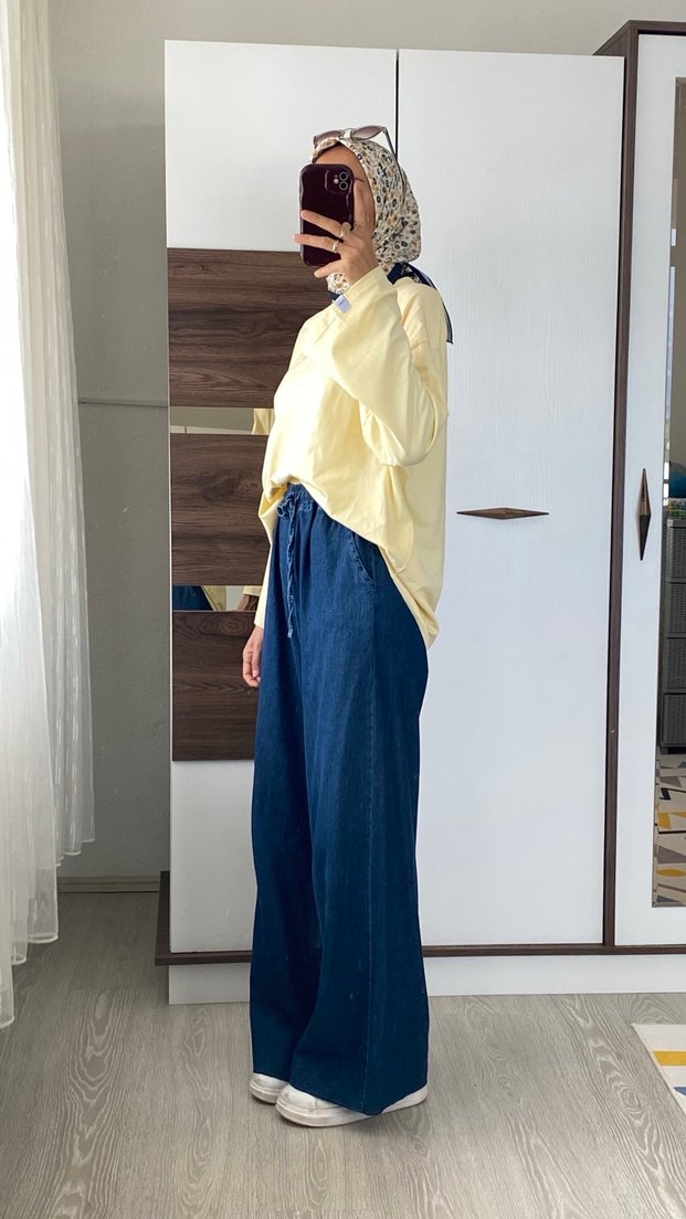 Kadın Loose Fit Midi Denim Pantolon - Görsel 2