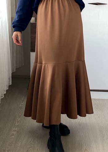 Kadın Camel Süet Uzun Salaş Etek - Görsel 2
