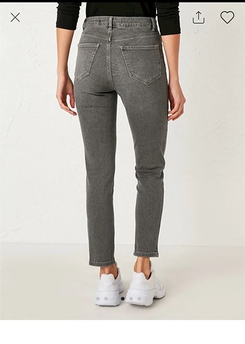 Gri Kadın Yüksel Bel Jean Pantolon - Görsel 4