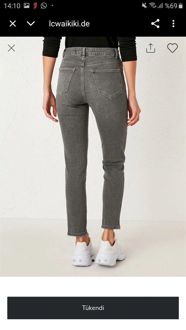 Gri Kadın Yüksel Bel Jean Pantolon - Görsel 4