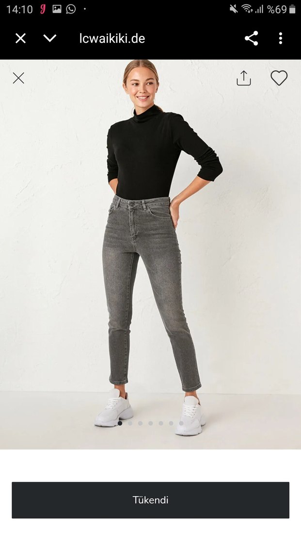 Gri Kadın Yüksel Bel Jean Pantolon - Görsel 3