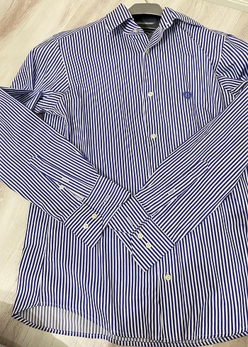 Erkek Mavi Çizgili Slim Fit Gömlek - Görsel 6