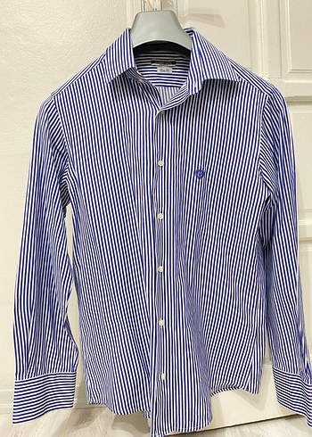 Erkek Mavi Çizgili Slim Fit Gömlek - Görsel 4