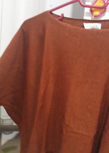 Kadın Tarçın Rengi Triko Panço - Görsel 11