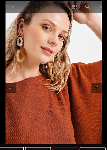 Kadın Tarçın Rengi Triko Panço - Görsel 6