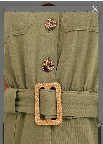 Kısa Kollu Kadın Haki Tulum - Görsel 8