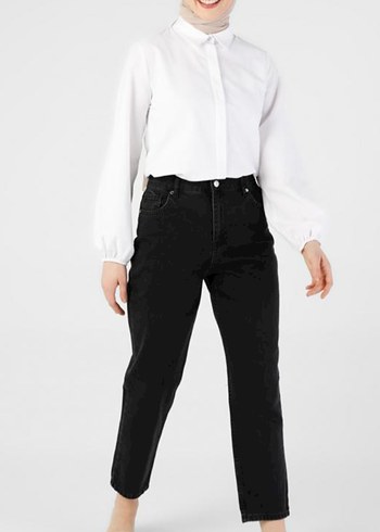 Kadın Koyu Gri Pamuk Kot Pantolon - Görsel 2