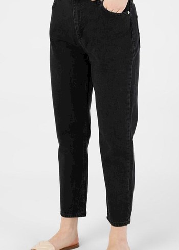 Kadın Koyu Gri Pamuk Kot Pantolon - Görsel 3
