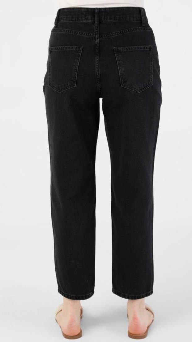 Kadın Koyu Gri Pamuk Kot Pantolon - Görsel 4