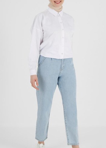 Kadın Buz Mavisi Kot Pantolon - Görsel 2