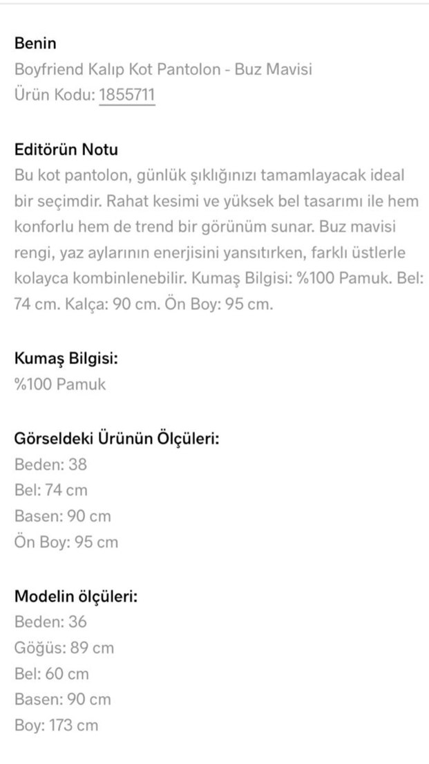 Kadın Buz Mavisi Kot Pantolon - Görsel 5