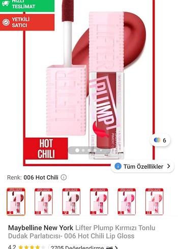 Maybelline Hot Chili Dudak Parlatıcısı lifter gloss