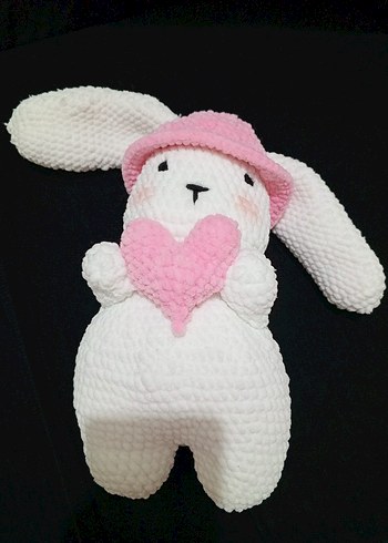 Pembe Kalpli Peluş Tavşan Oyuncak