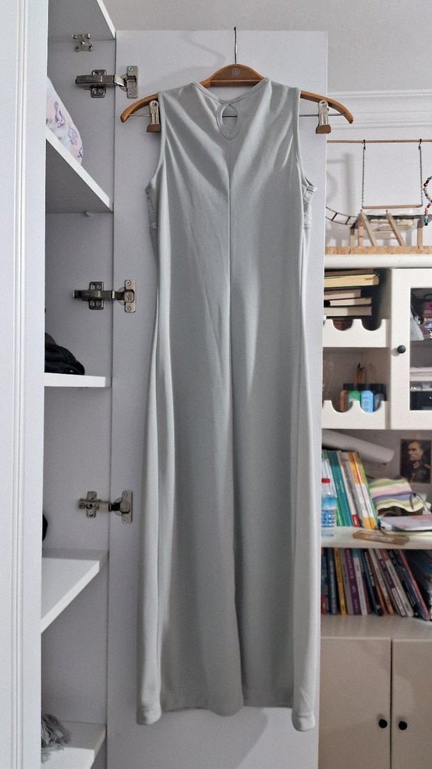 Gri Drapeli Uzun Elbise - Görsel 2