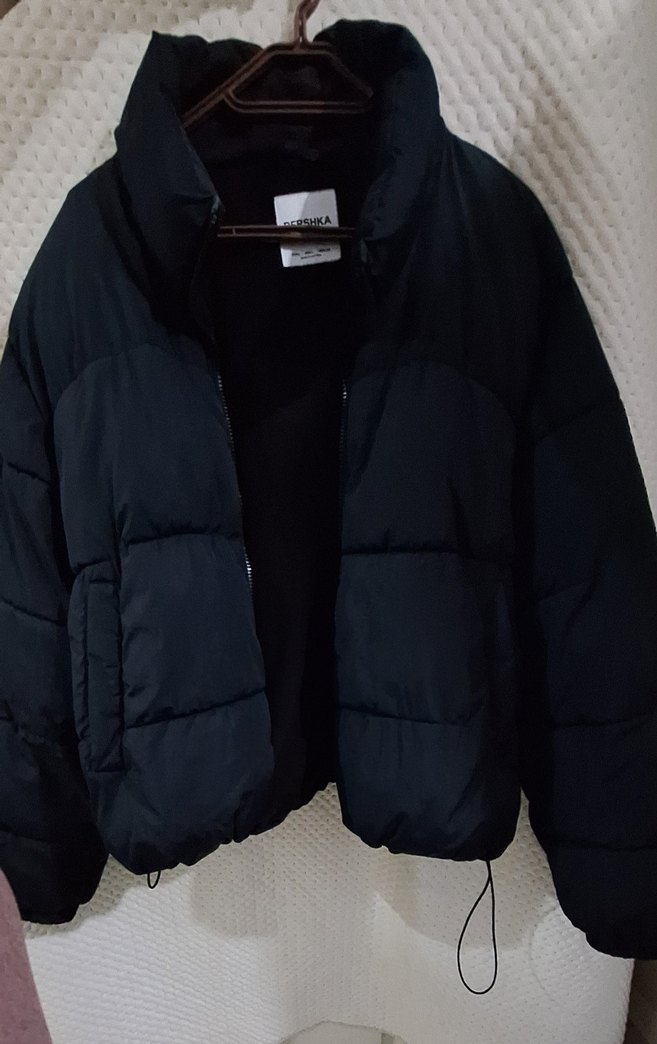 Bershka Siyah Midi Kadın Kışlık Mont - Görsel 2