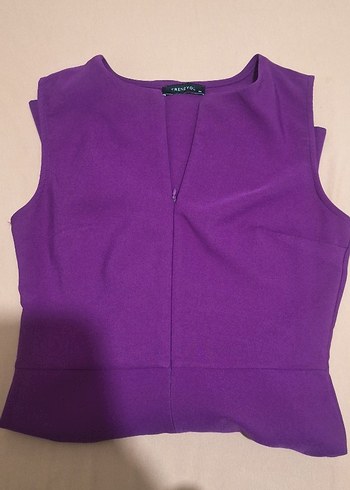 Mor V Yaka Mini Elbise - Görsel 4