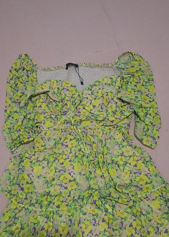 Sarı Midi Çiçekli Bohem Elbise - Görsel 2