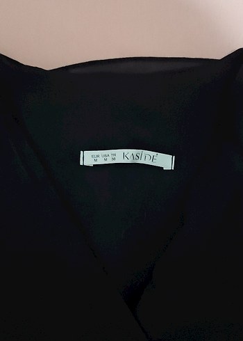 Siyah V Yakalı Transparan Uzun Kollu Midi Elbise - Görsel 2