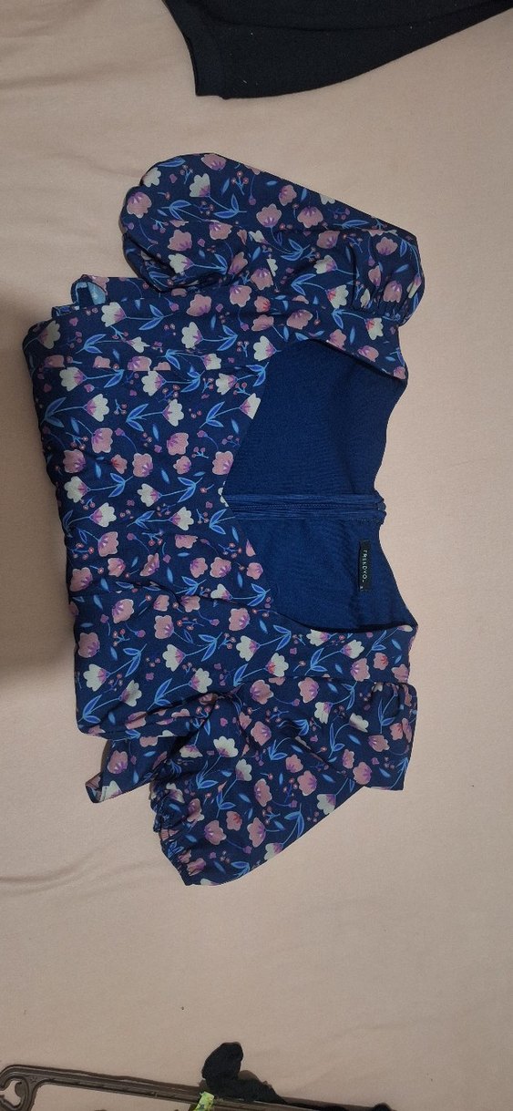 Mor V Yaka Mini Desenli Elbise - Görsel 2