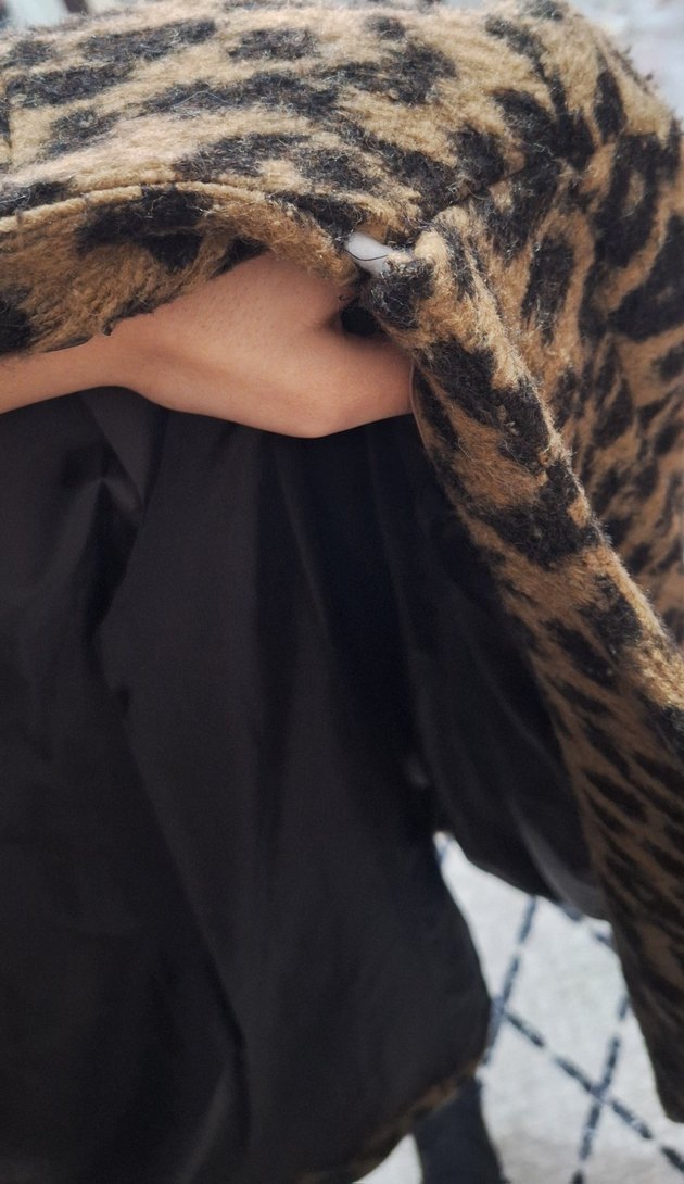 Kahverengi Leopar Desenli Kadın Midi Kaban - Görsel 3