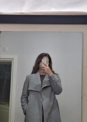 Gri uzun kadın Kaban - Görsel 2