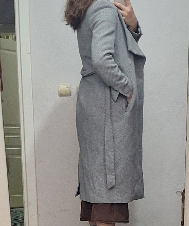 Gri uzun kadın Kaban - Görsel 4